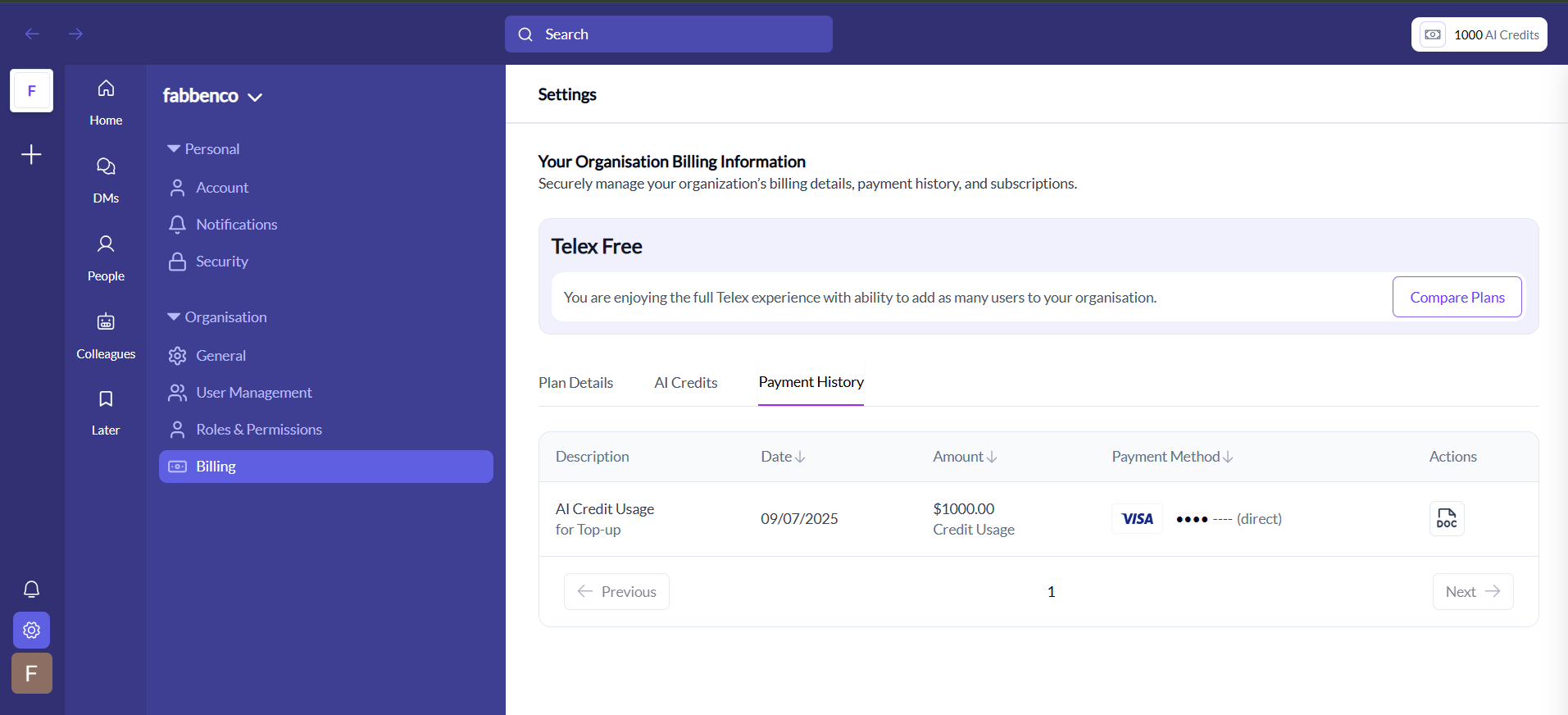 Payment history